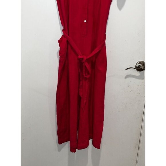 Tommy Bahama Jumpsuit Womens Size L Pink Island soft wide leg Cropped Pockets - Picture 4 of 8